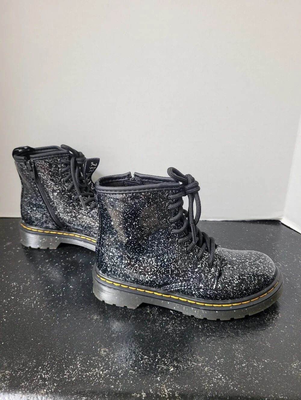 Dr Martens Black and Silver Glitter Boots